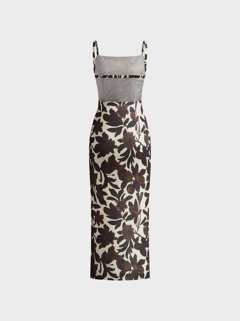 Commense Backless Brown & Cream Print Split Zipper Dress NWT - Picture 3 of 7